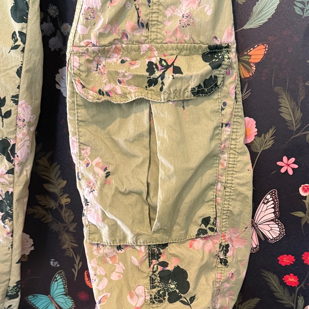 FP Movement by Free People Light Olive Floral Cargo Joggers - Picture 3 of 7